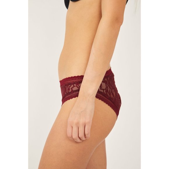 FREE PEOPLE Daisy Lace Bikini Undies / Pomegranate Wine - Picture 4 of 6